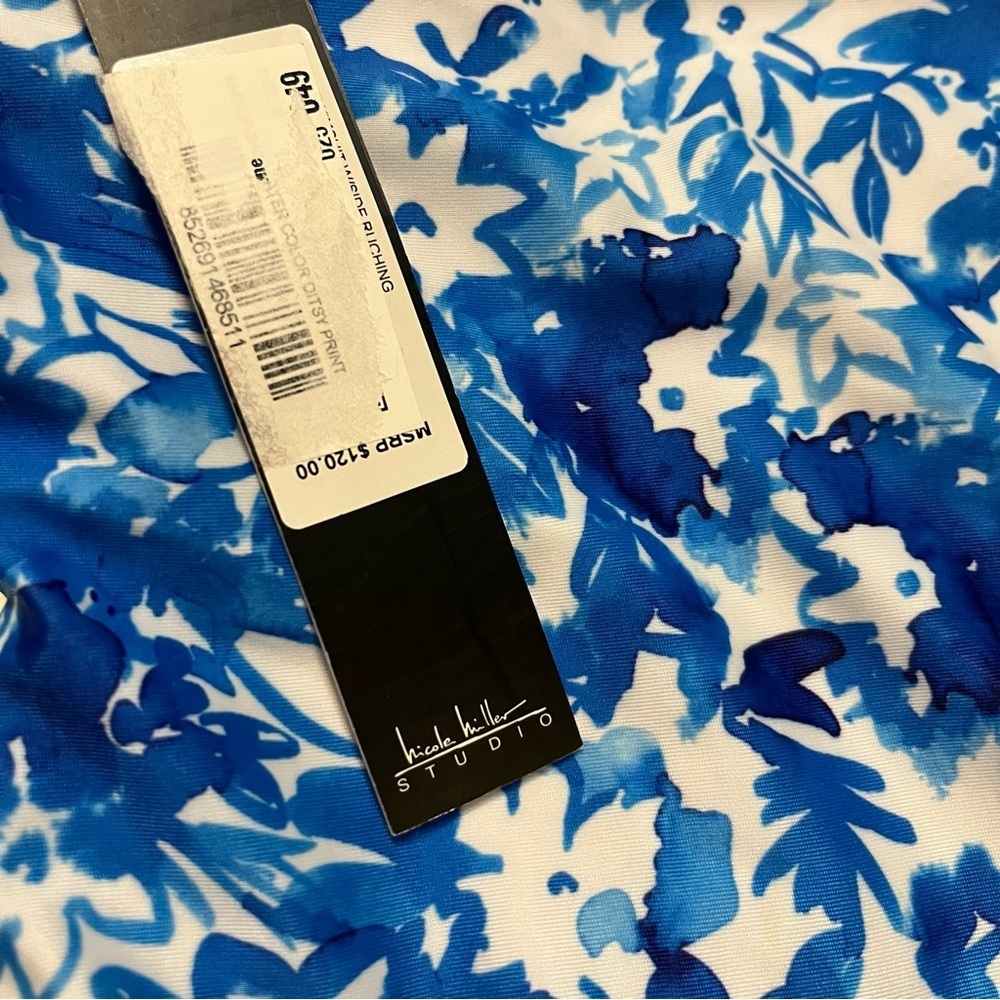 Nicole Miller Women's One Piece Swimsuit Ditzy Floral Ruched Tummy Control NWT - Picture 5 of 6